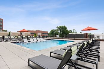 Resort-inspired rooftop pool & sundeck